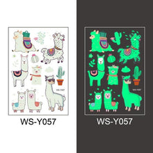 Load image into Gallery viewer, Luminous Tattoo Stickers Temporary Animal Tattoos Glow Paste on Face Arm Leg Fluorescent Waterproof Fake Tattoo For Kids Girls