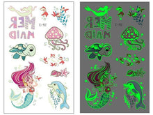 Load image into Gallery viewer, Luminous Tattoo Stickers Temporary Animal Tattoos Glow Paste on Face Arm Leg Fluorescent Waterproof Fake Tattoo For Kids Girls