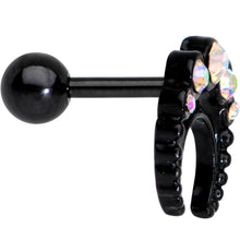 将图片加载到图库查看器,Auora Gem Encrusted Black Crescent Moon Stud Cartilage Earring