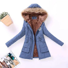 Load image into Gallery viewer, Luxurious Autumn Winter Women Cotton Jacket Padded Casual Slim Coat Emboridery Hooded Size 3XL Wadded Overcoat