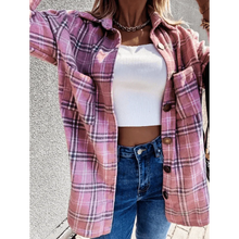Load image into Gallery viewer, Luxurious Fashionable Women's Long Sleeve Plaid Shirt Coats Top Spring Autumn Casual Lapel Cardigan ,Jackets ,Outerwear,Streetwear