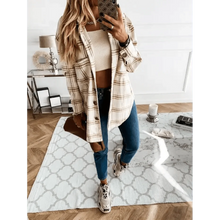 Load image into Gallery viewer, Luxurious Fashionable Women's Long Sleeve Plaid Shirt Coats Top Spring Autumn Casual Lapel Cardigan ,Jackets ,Outerwear,Streetwear