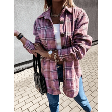 Load image into Gallery viewer, Luxurious Fashionable Women's Long Sleeve Plaid Shirt Coats Top Spring Autumn Casual Lapel Cardigan ,Jackets ,Outerwear,Streetwear