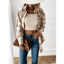 Load image into Gallery viewer, Luxurious Fashionable Women's Long Sleeve Plaid Shirt Coats Top Spring Autumn Casual Lapel Cardigan ,Jackets ,Outerwear,Streetwear