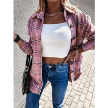 Load image into Gallery viewer, Luxurious Fashionable Women's Long Sleeve Plaid Shirt Coats Top Spring Autumn Casual Lapel Cardigan ,Jackets ,Outerwear,Streetwear