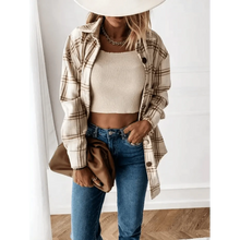 Load image into Gallery viewer, Luxurious Fashionable Women's Long Sleeve Plaid Shirt Coats Top Spring Autumn Casual Lapel Cardigan ,Jackets ,Outerwear,Streetwear
