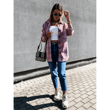 Load image into Gallery viewer, Luxurious Fashionable Women's Long Sleeve Plaid Shirt Coats Top Spring Autumn Casual Lapel Cardigan ,Jackets ,Outerwear,Streetwear