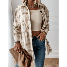 Load image into Gallery viewer, Luxurious Fashionable Women's Long Sleeve Plaid Shirt Coats Top Spring Autumn Casual Lapel Cardigan ,Jackets ,Outerwear,Streetwear