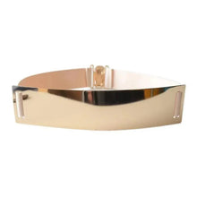 Load image into Gallery viewer, Luxurious Gold Wide Strap Elastic Belts For Women Elegant Metal Polished Plain Gold Belt Black Wide Strap Waistband for Women