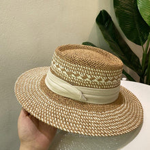Load image into Gallery viewer, Luxurious New Handmade Straw Beach Hat For Women Summer Hat Luxury Cap Fashion Straw Hat Flat Sun Protection Hats Beautiful Unique Design 55-60cm