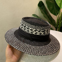 Load image into Gallery viewer, Luxurious New Handmade Straw Beach Hat For Women Summer Hat Luxury Cap Fashion Straw Hat Flat Sun Protection Hats Beautiful Unique Design 55-60cm