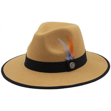 Load image into Gallery viewer, Luxurious Unique Couple Hats Wide Brim Fedora Hat Winter Autumn Trendy Fedora Hat Women Black Red Wedding Hat With Feather Belts For Hats Men Beautiful Gentleman Elegant Classical Hat