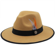 Load image into Gallery viewer, Luxurious Unique Couple Hats Wide Brim Fedora Hat Winter Autumn Trendy Fedora Hat Women Black Red Wedding Hat With Feather Belts For Hats Men Beautiful Gentleman Elegant Classical Hat