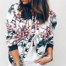 Load image into Gallery viewer, Luxurious Women Floral Jackets Spring Summer Long Sleeve Zipper Print Bomber Jacket Casual Pocket Slim Female Fashion Outwears Plus Size