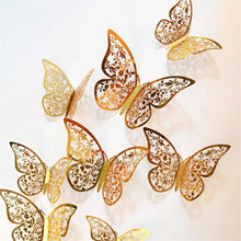 Load image into Gallery viewer, Luxury 3D Wall Stunning 12Pcs 4D Hollow Butterfly Wall Sticker Home Decoration Wall Stickers wedding Party Wedding Decors Butterfly Kids Room Decors
