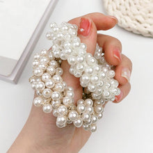 Load image into Gallery viewer, Luxury Big Elegant White Pearl Hair Ties Beads Girls Scrunchies Rubber Bands Ponytail Holders Hair Accessories Elastic Hair Band Ponytail Holder Accessories for Women
