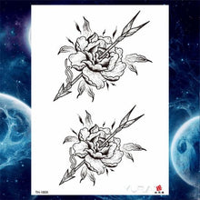Load image into Gallery viewer, Luxury Big Tattoo Stickers Butterfly Body Arm Leg Tattoos Temporary Black Flower Rose Tattoos For Women's Adults