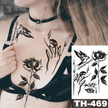 Load image into Gallery viewer, Luxury Big Waterproof Temporary Sticker Tattoo Large Flowers And Animals Body Tattos For Womens