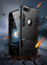 将图片加载到图库查看器,Luxury Black Cool Armor Case For iPhone 8 7 6 6S Plus 5 5s Shockproof Case For iPhone X XS MAX XR Stand Cover Case Heavy Duty Shockproof Armor Dual Layer Protection Back Case Cover