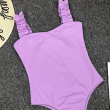 Load image into Gallery viewer, Luxury Black Female Swimsuit Vintage One Piece Ruffled Push Up Tummy Control Swimwear Halter One Piece Slimming Retro Swimsuit Women's Plus Size Push Up Bathing Suit Solid Red Swimwear Women Padded Bathing Suits