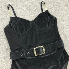 Load image into Gallery viewer, Luxury Black Female Swimsuit Vintage One Piece Ruffled Push Up Tummy Control Swimwear Halter One Piece Slimming Retro Swimsuit Women's Plus Size Push Up Bathing Suit Solid Red Swimwear Women Padded Bathing Suits