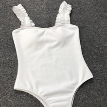Load image into Gallery viewer, Luxury Black Female Swimsuit Vintage One Piece Ruffled Push Up Tummy Control Swimwear Halter One Piece Slimming Retro Swimsuit Women's Plus Size Push Up Bathing Suit Solid Red Swimwear Women Padded Bathing Suits