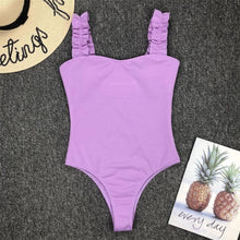 Load image into Gallery viewer, Luxury Black Female Swimsuit Vintage One Piece Ruffled Push Up Tummy Control Swimwear Halter One Piece Slimming Retro Swimsuit Women's Plus Size Push Up Bathing Suit Solid Red Swimwear Women Padded Bathing Suits