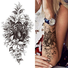 Load image into Gallery viewer, Luxury Black Forest Tiger Wolf Tattoo Sticker Temporary Tattoo Animals Colorful Big Tattoo Stickers For Mens Womens