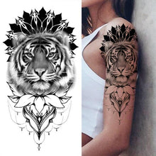 Load image into Gallery viewer, Luxury Black Forest Tiger Wolf Tattoo Sticker Temporary Tattoo Animals Colorful Big Tattoo Stickers For Mens Womens