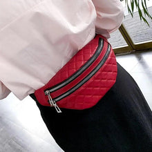 将图片加载到图库查看器,Luxury Black PU Leather Fashion Women Waist Bag Waterproof Fanny Pack Beautiful Design Fanny Pack Cool Travel Waist Bag