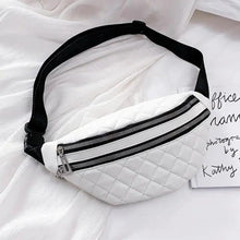 将图片加载到图库查看器,Luxury Black PU Leather Fashion Women Waist Bag Waterproof Fanny Pack Beautiful Design Fanny Pack Cool Travel Waist Bag