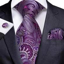Load image into Gallery viewer, Luxury Blue Silk Design Wedding Tie For Men Necktie Pocket Square Cufflink Set Formal Business Meeting Necktie For Men