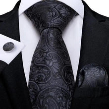 Load image into Gallery viewer, Luxury Blue Silk Design Wedding Tie For Men Necktie Pocket Square Cufflink Set Formal Business Meeting Necktie For Men