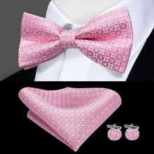 将图片加载到图库查看器,Luxury Butterfly Beige Silk Bow Ties For Men Gentlemens Cufflinks Set Elegant Design Wedding Party Bowties For Tuxedo Excellent Gift For Prom