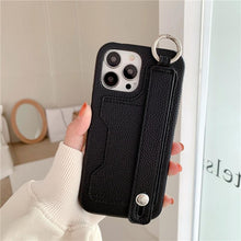 将图片加载到图库查看器,Luxury Card Holder Wrist Strap Leather Wallet Case For iphone 12 13 14 14pro 13Pro Max Mini Protective Cover Wallet Case With Leather Adjustable Hand Strap Phone Cover