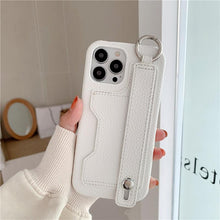 将图片加载到图库查看器,Luxury Card Holder Wrist Strap Leather Wallet Case For iphone 12 13 14 14pro 13Pro Max Mini Protective Cover Wallet Case With Leather Adjustable Hand Strap Phone Cover