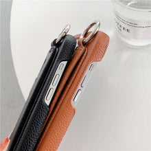 将图片加载到图库查看器,Luxury Card Holder Wrist Strap Leather Wallet Case For iphone 12 13 14 14pro 13Pro Max Mini Protective Cover Wallet Case With Leather Adjustable Hand Strap Phone Cover