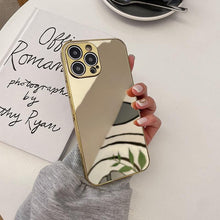 Load image into Gallery viewer, Luxury Clear Back Mirror Shock-Absorption Anti-Scratch Bright Reflection Protective Case Cover Silver Golden Mirror Shockproof Case for iPhone 14 13 12 Pro Max 11 X XR XS 8Plus iphone Hard Back Cover