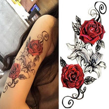 将图片加载到图库查看器,Luxury Colorful And Black Womens Tattoo Temporary Flower Waterproof Elegant Modern Tattoo For Shoulder