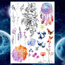 Load image into Gallery viewer, Luxury Colorful Flower Lavender Waterproof Temporary Tattoos Animals Arm Chest Tattoo Stickers Elegant Summer Style For Womens Mens