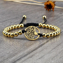 将图片加载到图库查看器,Luxury Copper Beads Pendant Beaded Bracelet Adjustable Life Tree Word Heart Shape Alloy Charm Bangles Couple Wrist Gold Bracelets For Women Bracelet Set Stretch Stackable Bracelets