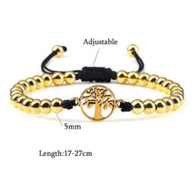 将图片加载到图库查看器,Luxury Copper Beads Pendant Beaded Bracelet Adjustable Life Tree Word Heart Shape Alloy Charm Bangles Couple Wrist Gold Bracelets For Women Bracelet Set Stretch Stackable Bracelets