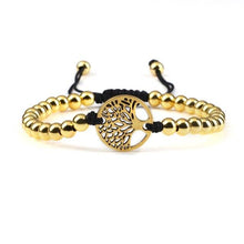 将图片加载到图库查看器,Luxury Copper Beads Pendant Beaded Bracelet Adjustable Life Tree Word Heart Shape Alloy Charm Bangles Couple Wrist Gold Bracelets For Women Bracelet Set Stretch Stackable Bracelets