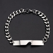 将图片加载到图库查看器,Luxury Couple Heart-Shaped Bracelet For Couples Stainless Steel Chain Mens And Womens Charm Stainless Steel Chain Bracelet Silver Fashion Cuban Link Adjustable Bracelet
