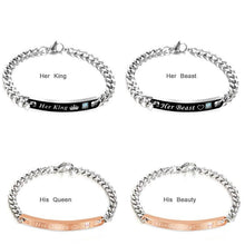 Load image into Gallery viewer, Luxury Couple Titanium Steel Alloy King Queen Bracelet Alloy Pendant Lover Letter Bracelet Attraction Distance Relationship Couples Bracelet For Men Women Bracelets Matching Link Chain Elegant Bracelets