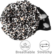 Load image into Gallery viewer, Luxury Elegant Bonnet Lightweight Soft Big Black Flower Elastic Elegant Hijab Caps Turban Africa Lightweight Headtie Head Scarf Soft Wrap Hat For Women