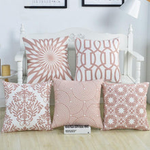 Load image into Gallery viewer, Luxury Embroidered Pink Pillow Cover Elegant Cushions Cover For Sofa Flower Geometric Cotton Pillow Case Throw Pillow Covers Modern Geometric Pillowcase Throw Cushion Cover for Bed Couch Sofa Office Decor 45*45