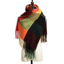 将图片加载到图库查看器,Luxury Fashion Autumn Winter Soft Warm Scarf Plaid Colorful Hijabs Cashmere Scarves Warm Soft Bandana Women's Lightweight Scarves Elegant Echarpe Escharpe Soft Wool Elegant Tassel For Women
