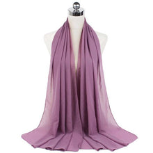 Load image into Gallery viewer, Luxury Fashion Long Soft Solid Chiffon Scarf Head Wrap Echarpe Shawl Lightweight Headscarf Instant Ready To Wear Elegant Hijab Scarf Wrap Muslim Shawl Islamic Hijabs Arab Wrap Head Scarves For Women