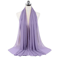 Load image into Gallery viewer, Luxury Fashion Long Soft Solid Chiffon Scarf Head Wrap Echarpe Shawl Lightweight Headscarf Instant Ready To Wear Elegant Hijab Scarf Wrap Muslim Shawl Islamic Hijabs Arab Wrap Head Scarves For Women